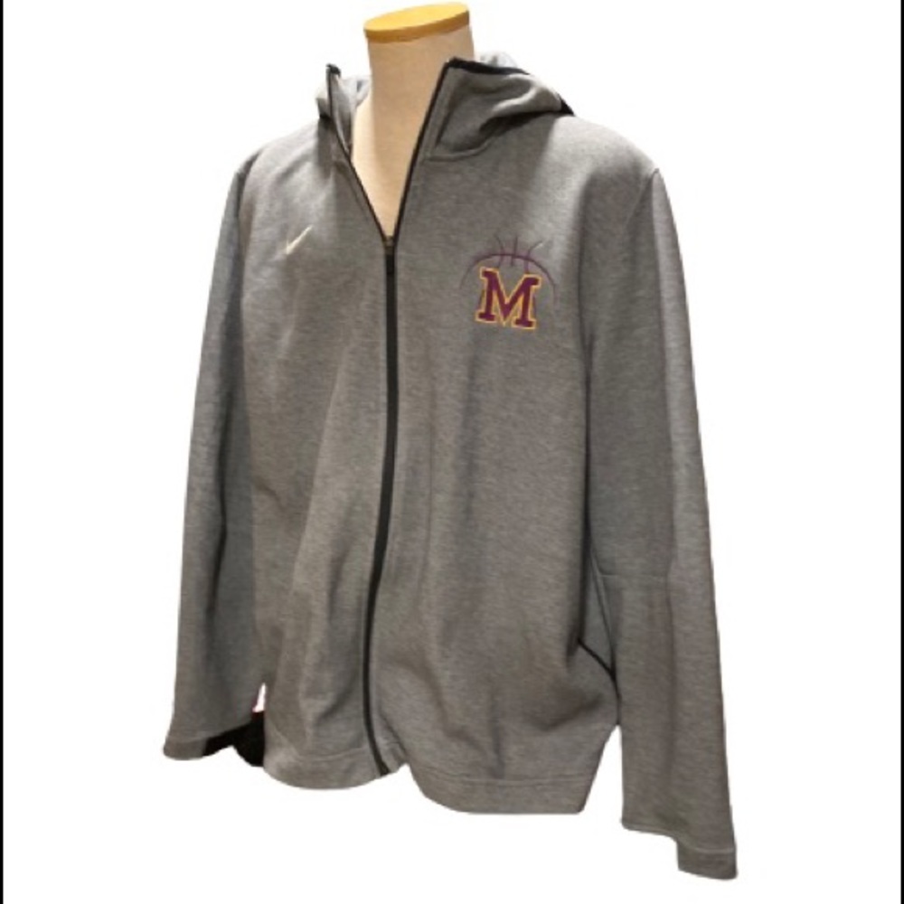 Men's Nike Heathered Charcoal “M” Marshfield Performance Full-Zip Hoodie Jacket